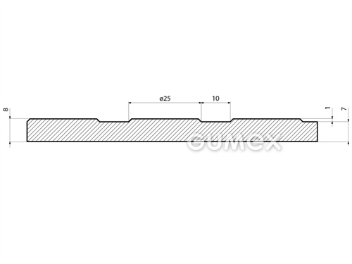 Gummiboden S 8, 8mm, Breite 1230mm, 80°ShA, SBR-NR, fläche Noppen, -25°C/+80°C, schwarz, 
